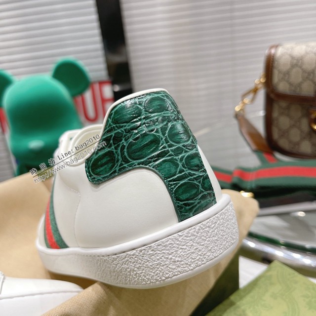 gucci頂級原版低幫鞋 古馳萬年經典情侶款小白鞋 男女款休閒板鞋 dx2751